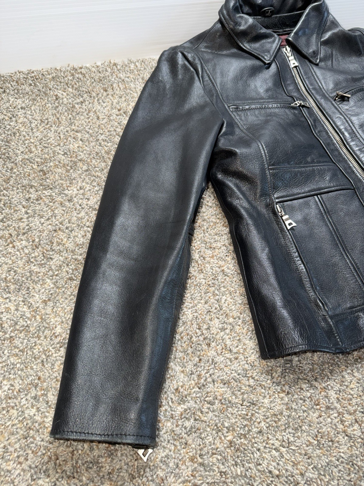 Flying Bikes Oakwood Leather Jacket Size L Black NY Chapter 3M Thinsulate