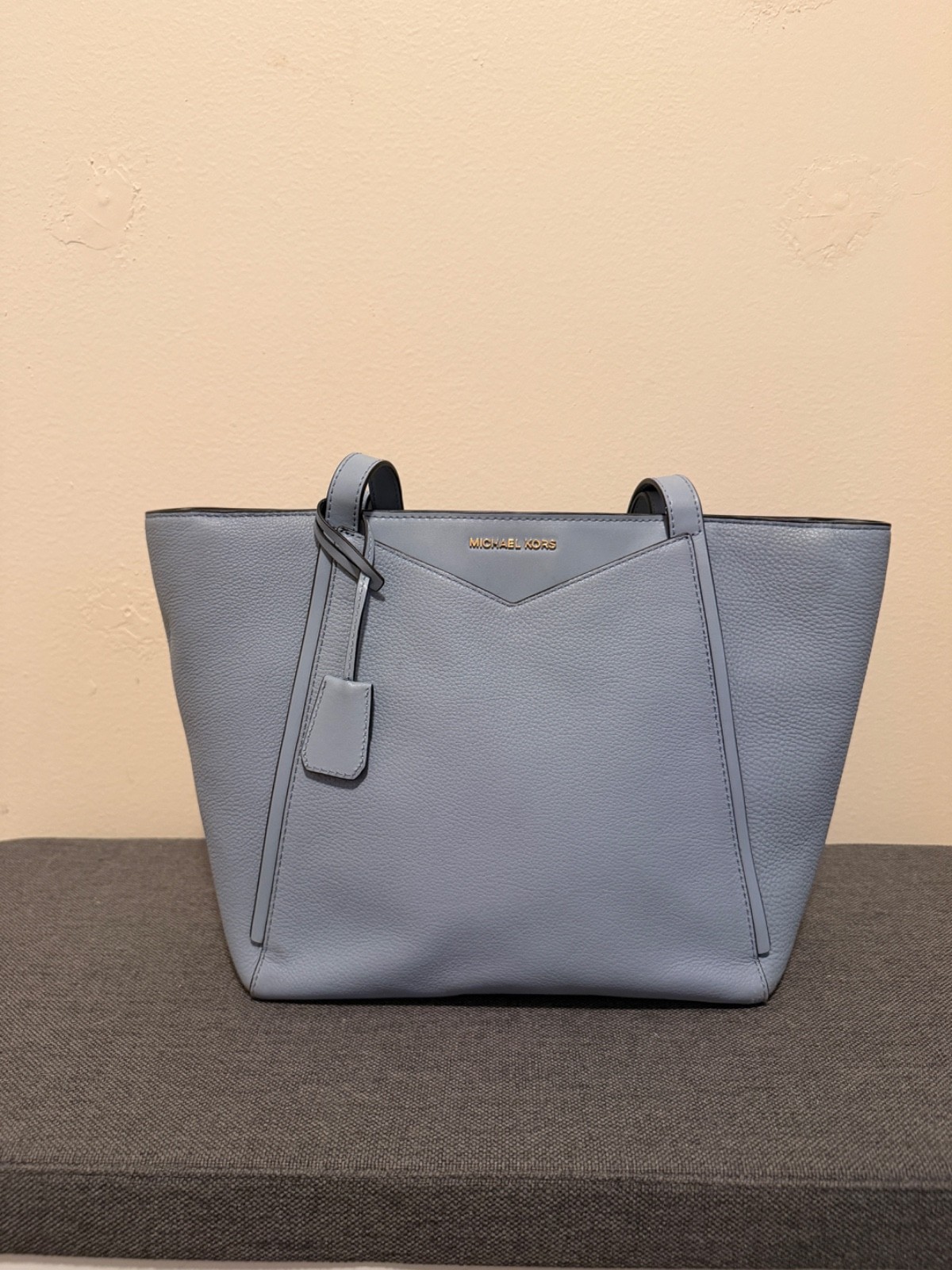 Michael Kors Whitney Small Tote Bag Powder Blue Pebbled Leather