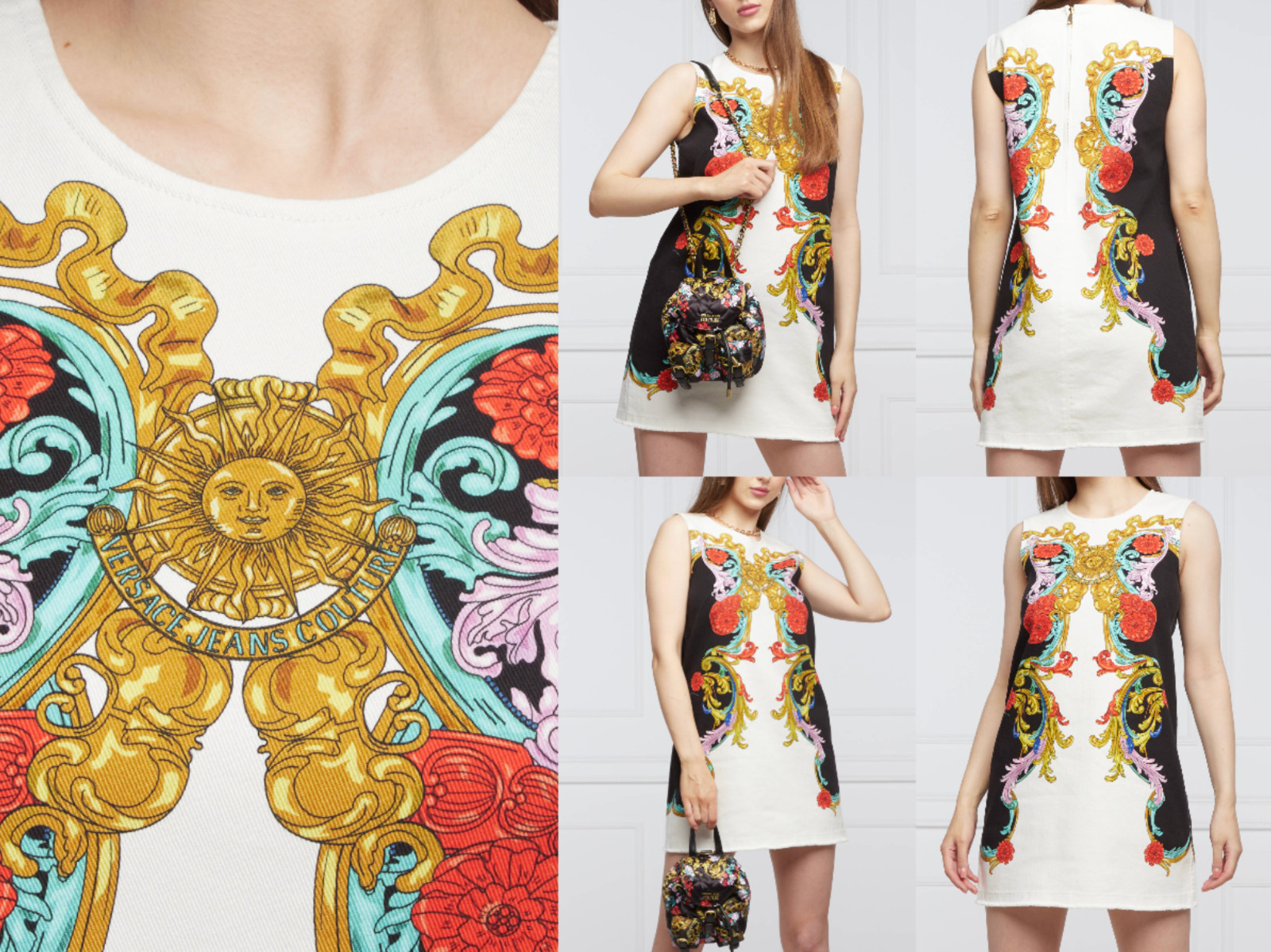 VERSACE JEANS COUTURE BULL PANEL SUN BAROQUE Denim Dress Denim Dress Mini Dress S