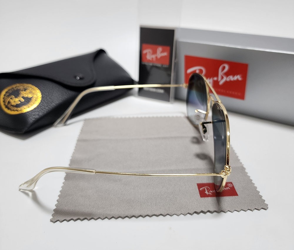 Ray-Ban RB3025 Aviator Pilot Sunglasses Gold Frame Gradient Blue Lens 58-14 mm