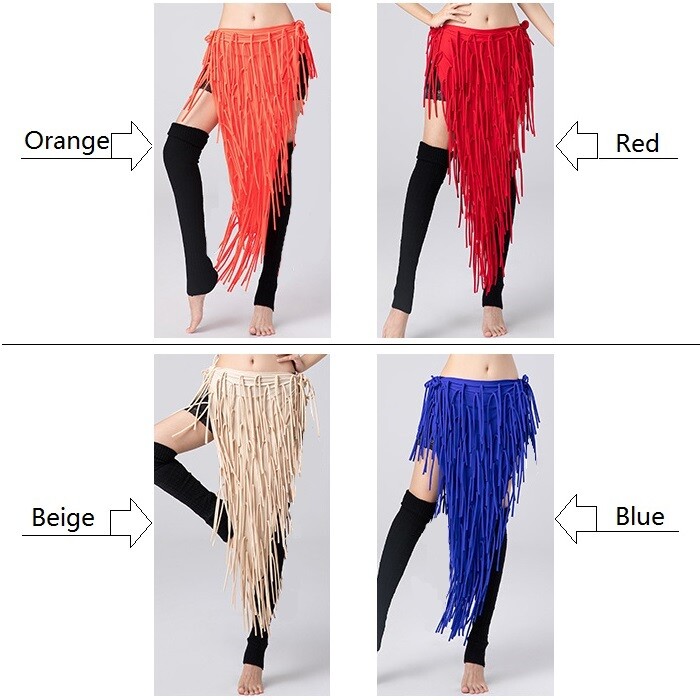 Belly Dance Carnival Modal Tribal Fringe Hip Scarf Belt Wrap Skirt 4 Colors