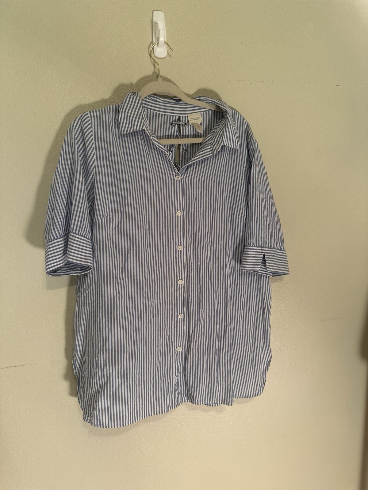Linen Cotton Top Cowl Neck Shirt Slate Blue, Size Plus 2
