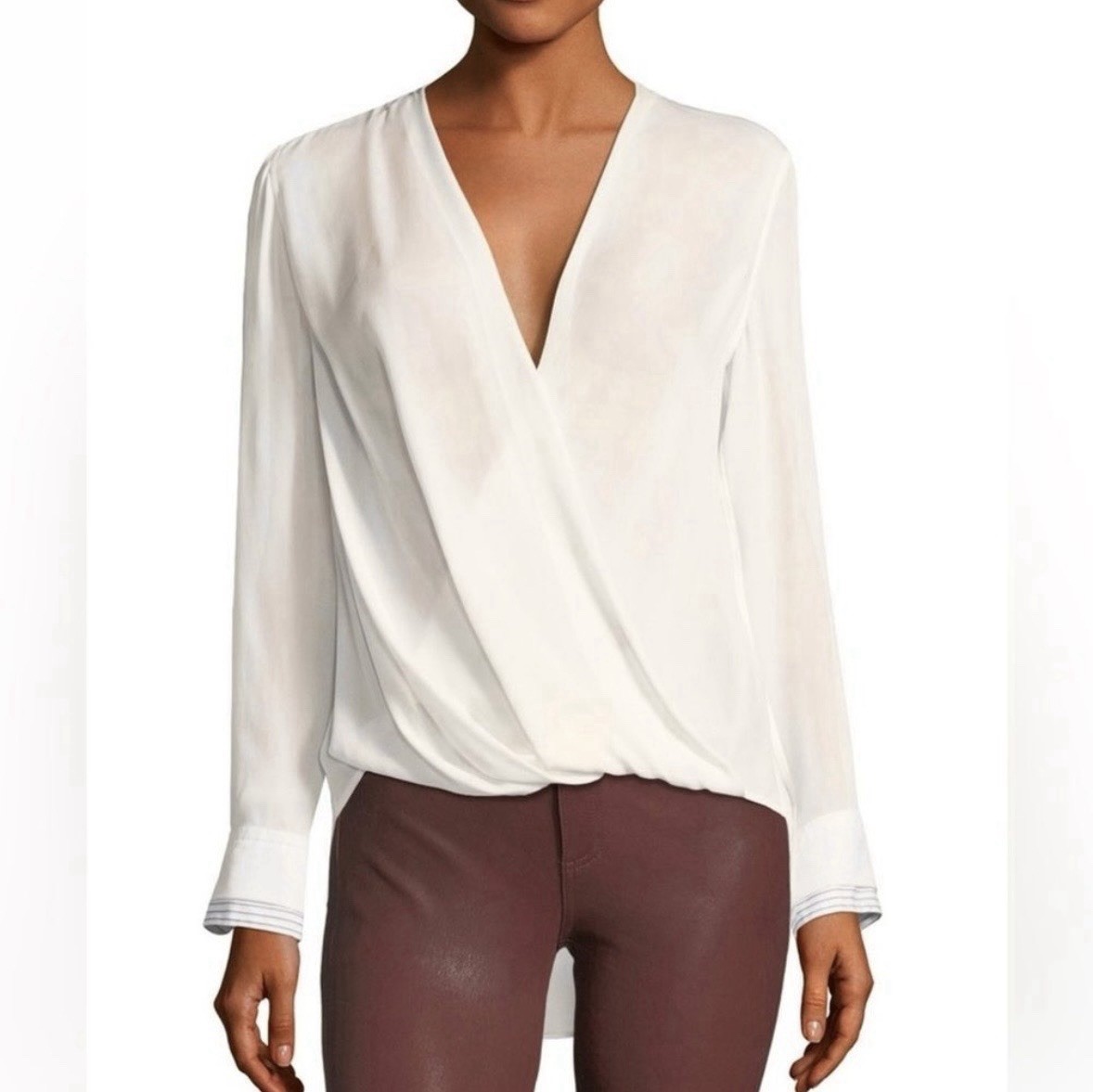 rag & bone Victor Silk Surplice Wrap Blouse Size Small