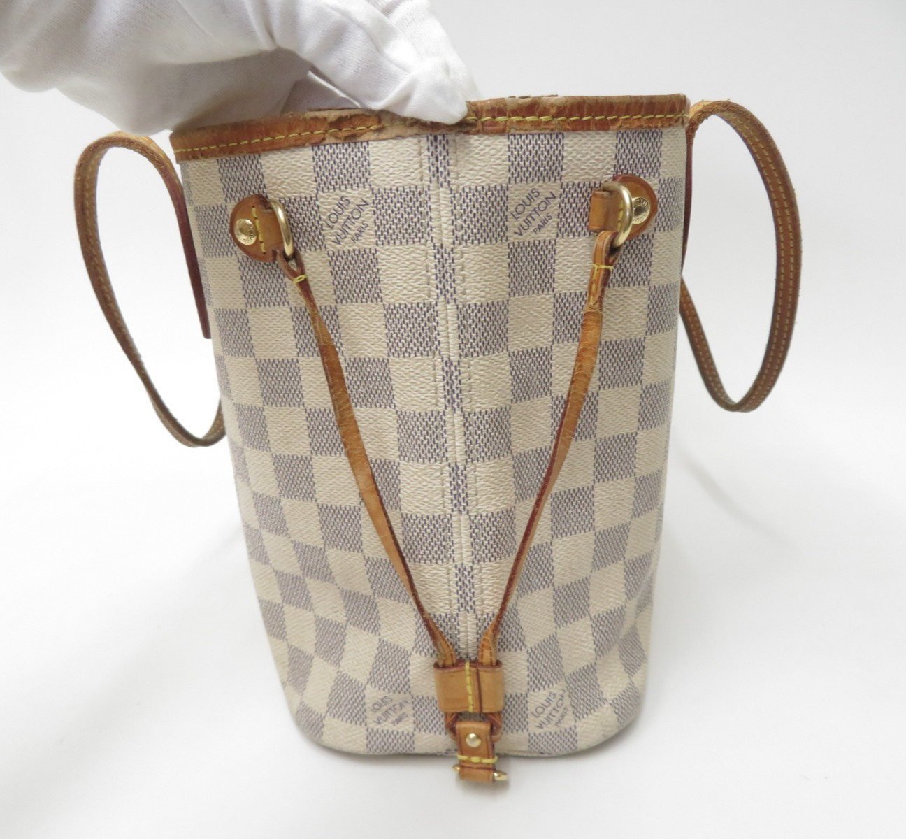 Authentic Louis Vuitton Damier Azur Neverfull PM Tote Bag Handbag F#51248