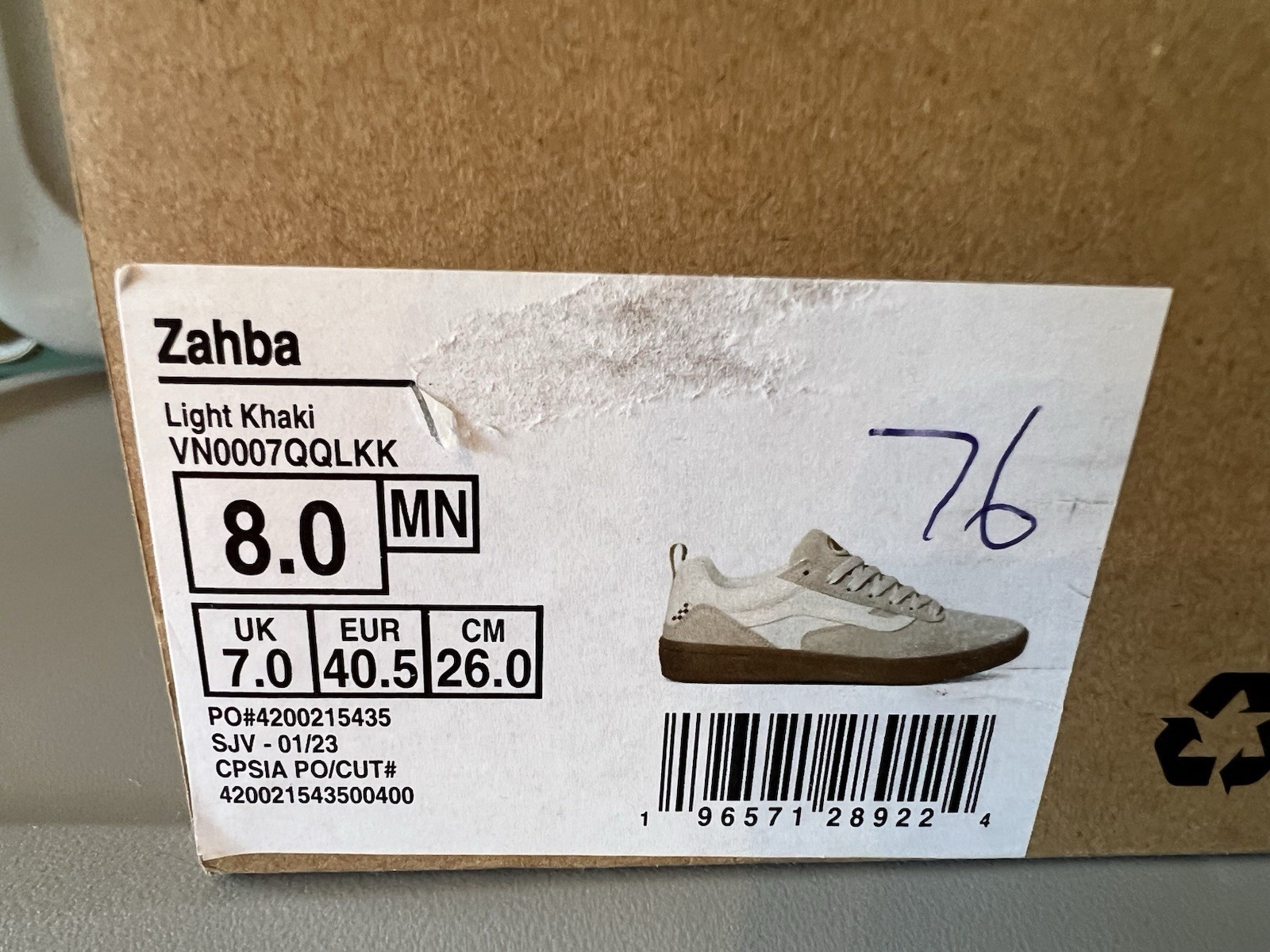 VANS Zahba Sneaker~Light Khaki~Suede & Nylon Gum Rubber~Men’s 8 / Women’s 9.5