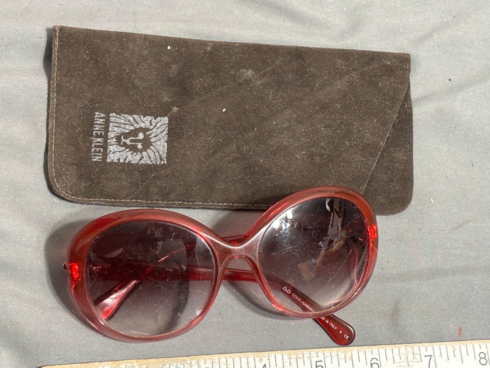 Vtg Y2K DOLCE GABBANA 8085 Ruby Red OVERSIZED women men SUNGLASSES 1785/8H 58/18