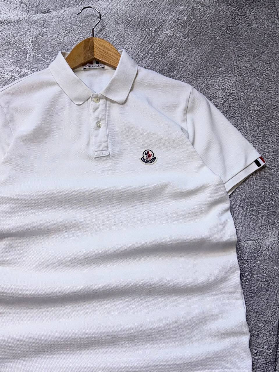 Authentic Moncler Polo Shirt White Red Blue Size S Logo