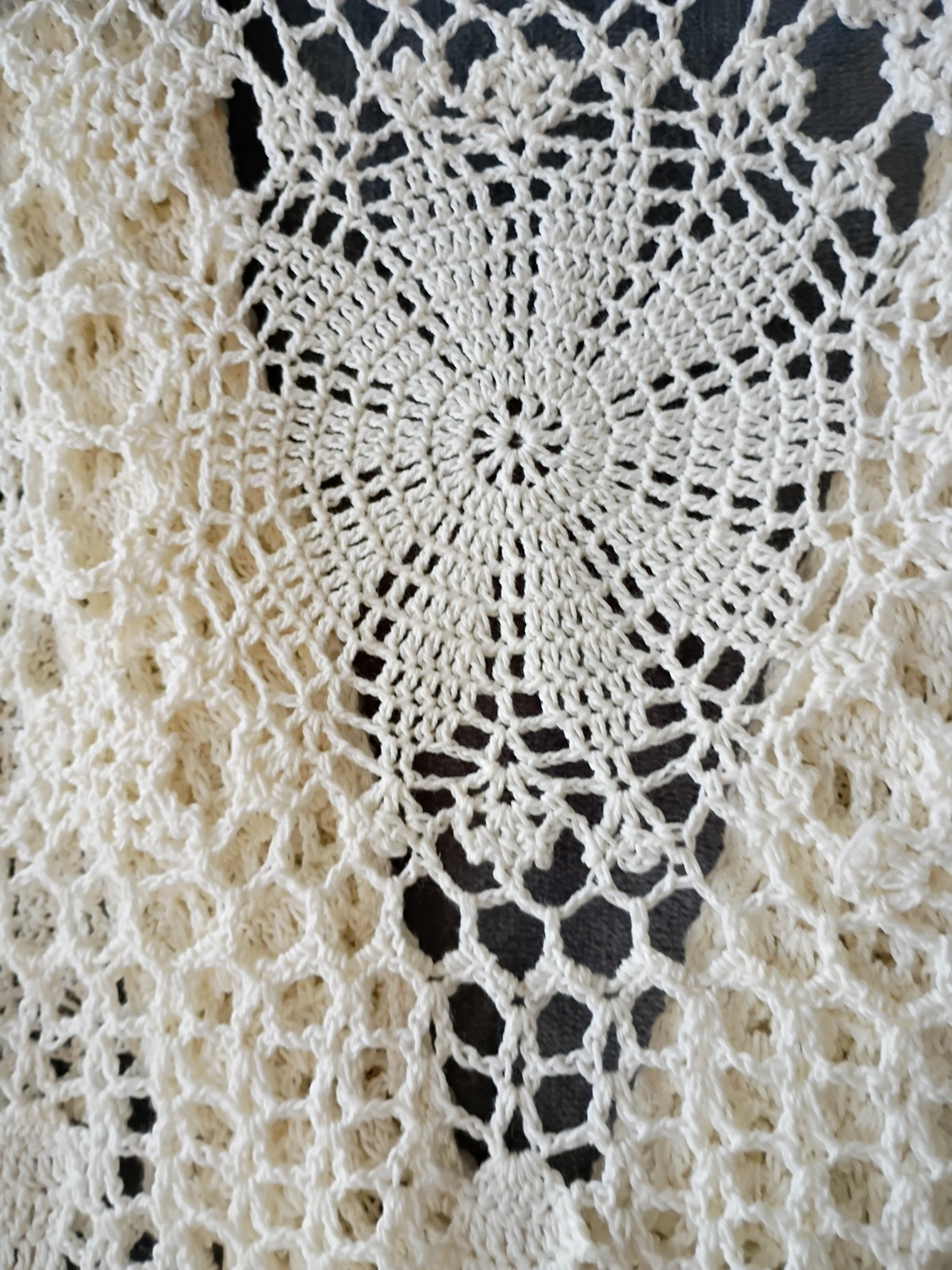 STYLE BRAND QUALITY Crochet top`Pearls Ruffle sleeve seed beads NICE!! LARGE