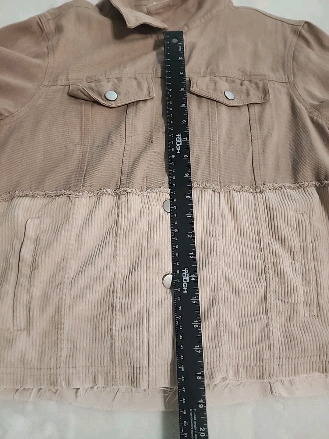 bohme shirt/jacket distressed Fringe Corduroy~ Blush Women’s Sz L WESTERN Cotton
