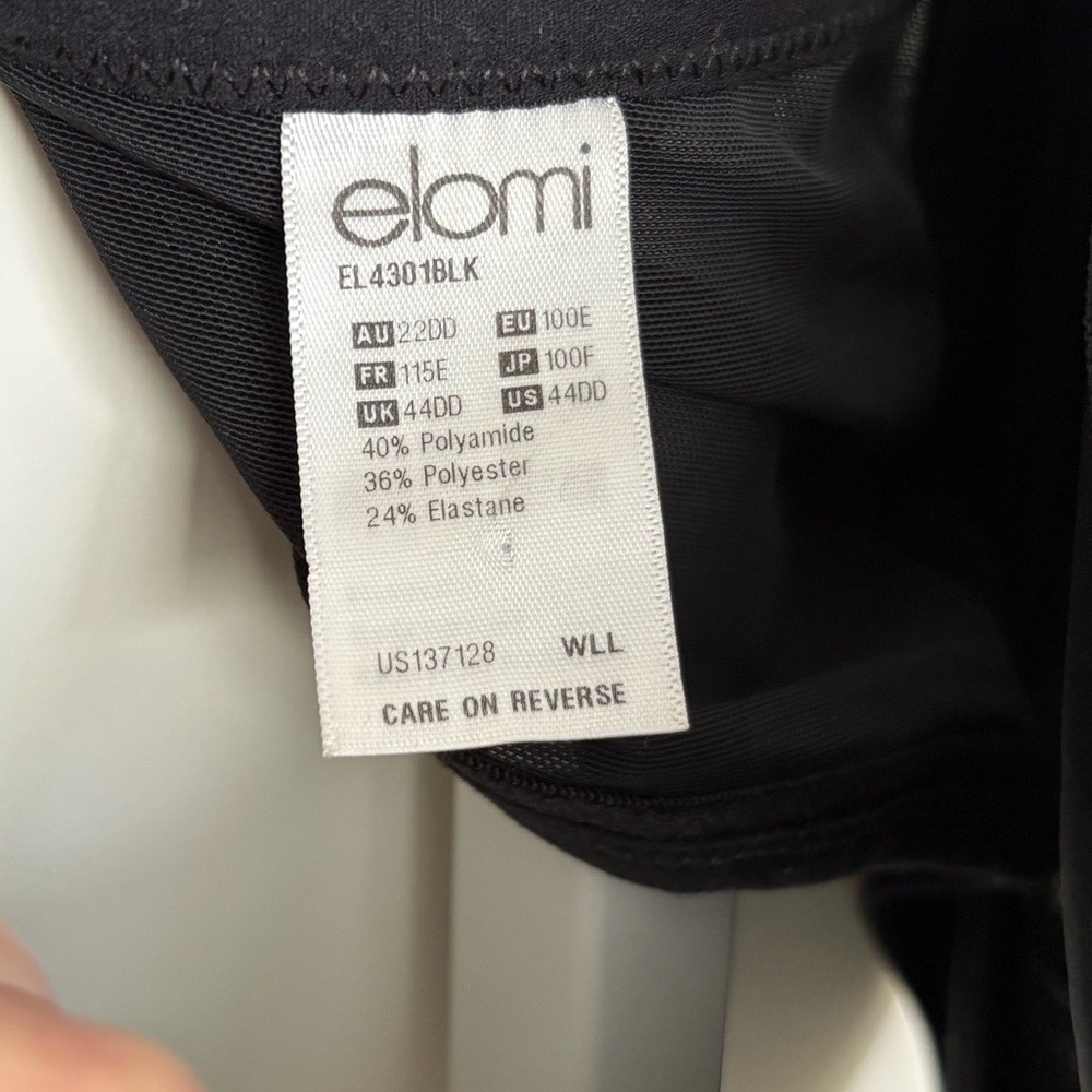 Elomi Black Underwire Molded Bra Full Coverage 44E DD