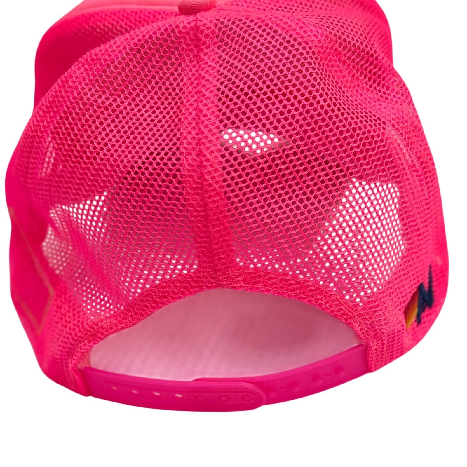 Aviator Nation Smiley Vintage Trucker Hat Neon Pink Snapback Mesh Cap
