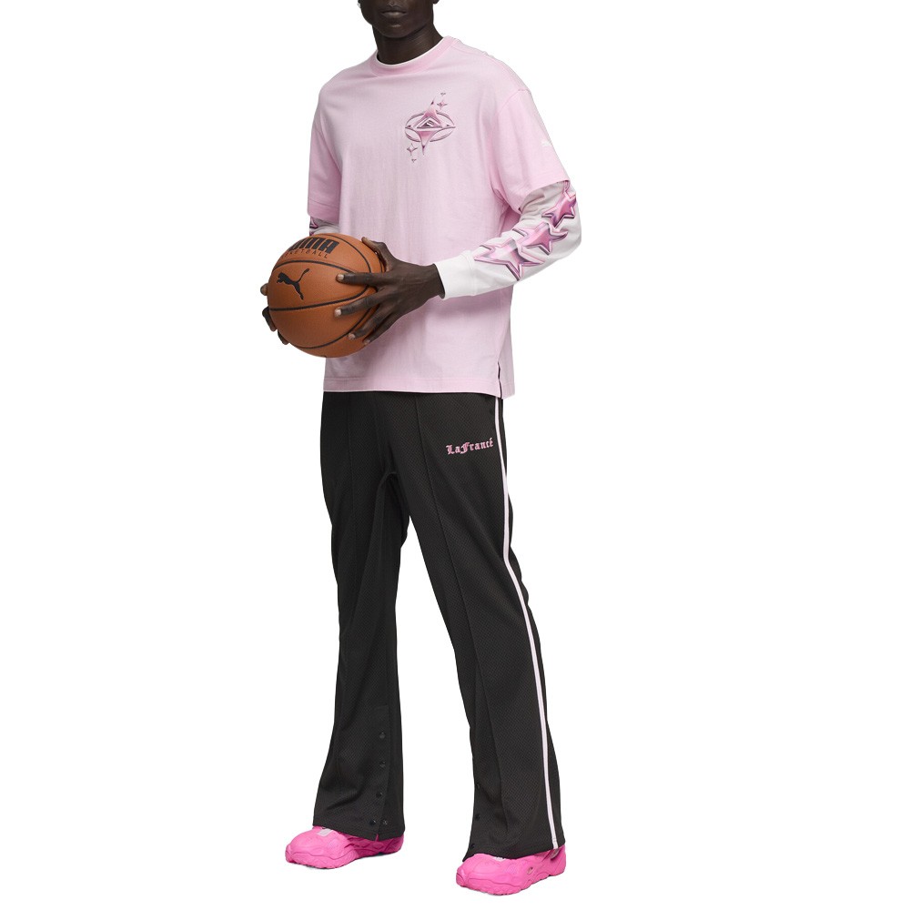 PUMA X Lafrance Pink Heem Crew Neck Long Sleeve T-Shirt Mens Pink Casual Tops 6