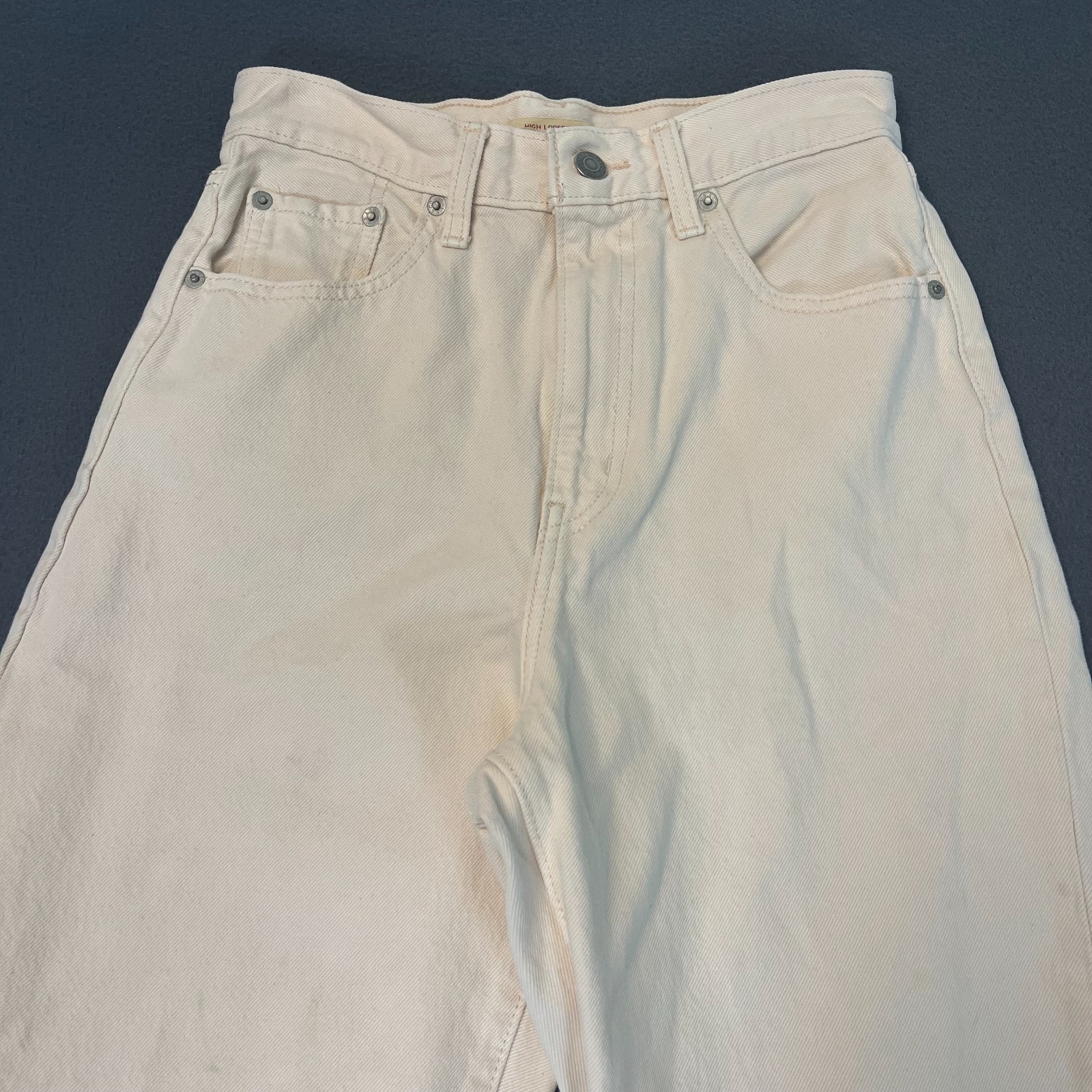 Levis Womens Size 26, 29L High Loose Taper Premium Jeans Big E Ivory White NWI