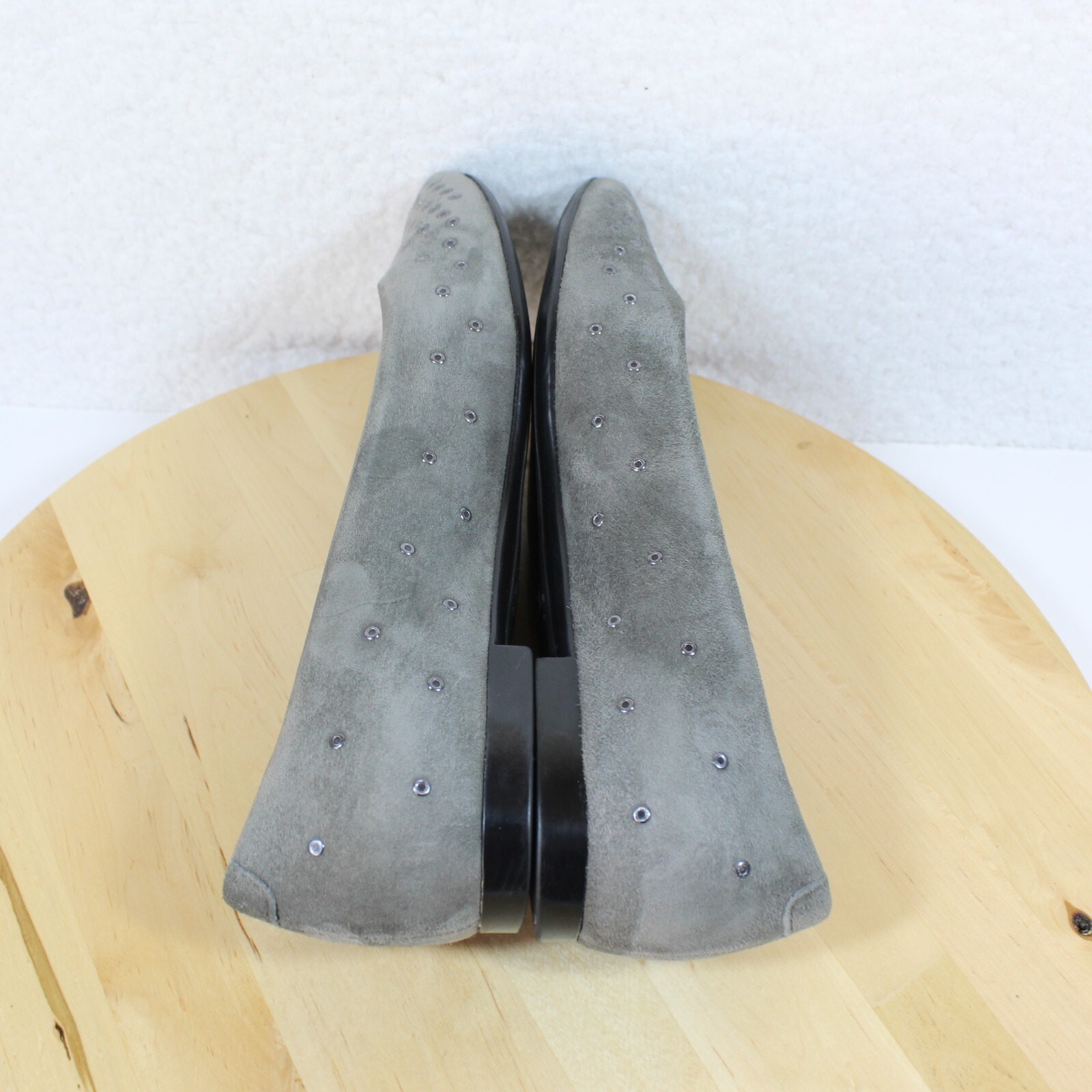 AGL Ballet Flat 39 Womens 9 Gray Suede Attilio Giusti Leombruni Rhinestone Studs