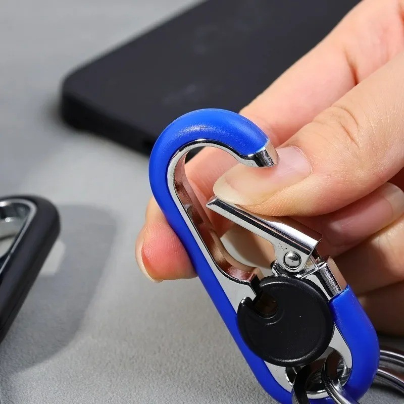 Carabiner Heavy Duty Double Ring KeyChain – locking key ring, key fob holder