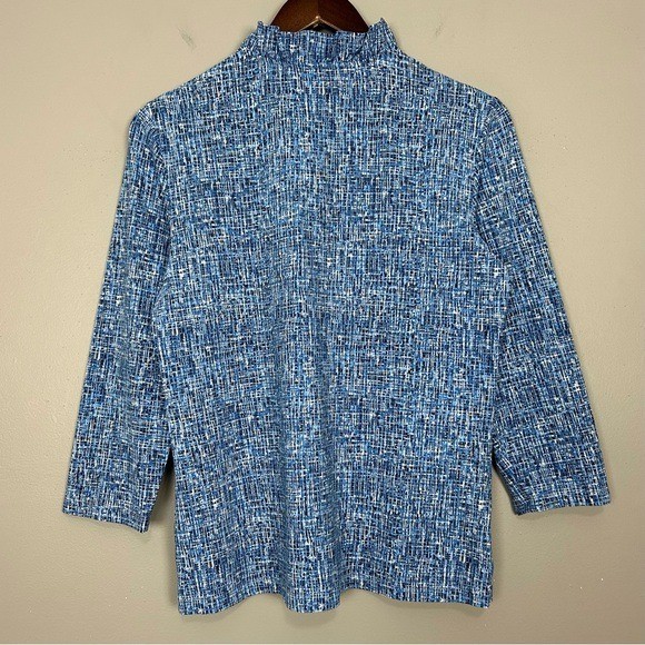 J. McLaughlin Catalina Knit Top Women’s Size L Ruffle Collar Stretch Cool Comfy