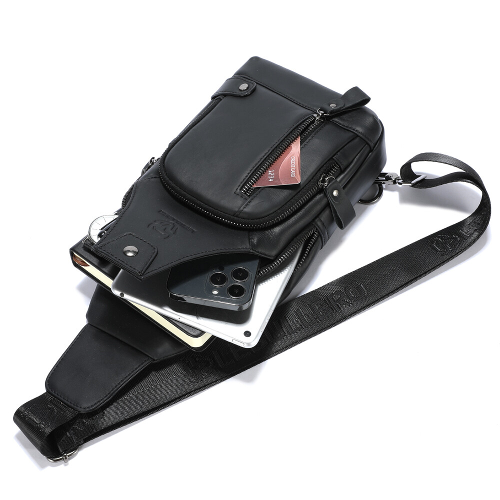 Sling Backpack Men Chest bag Crossbody Bag Shoulder Bag 100% Genuine Leather New