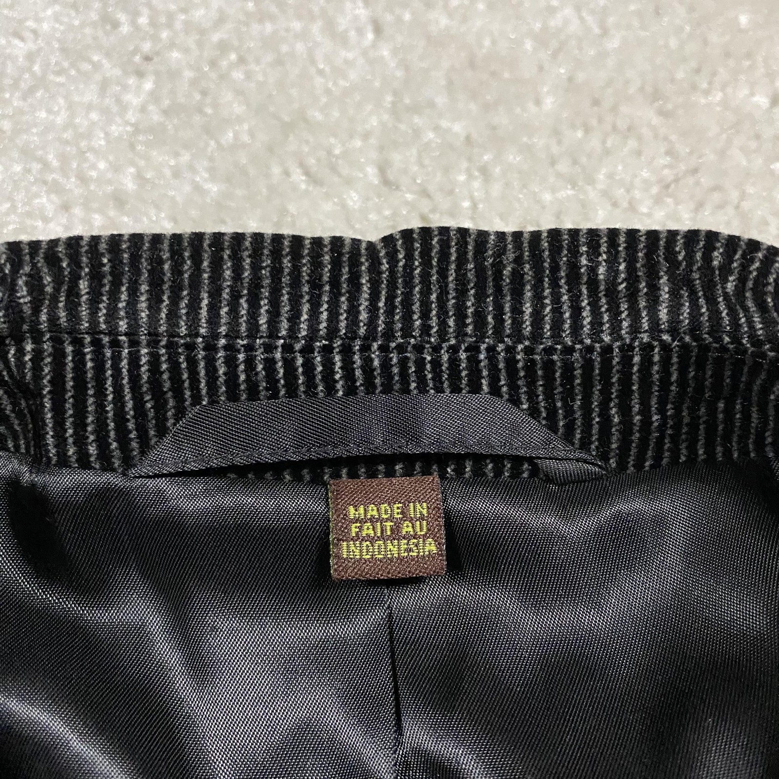 Kroon Sport Coat Mens 40R Black Striped Velvet Cotton Blazer Lined Jacket