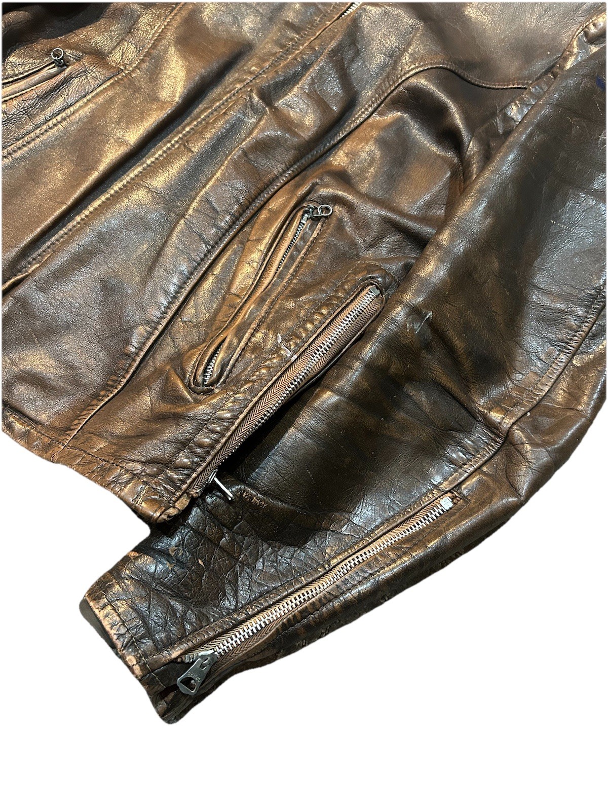 Cafe Racer Vintage 50s/60s Brown Leather Jacket Size 40 SERVAL Zipper