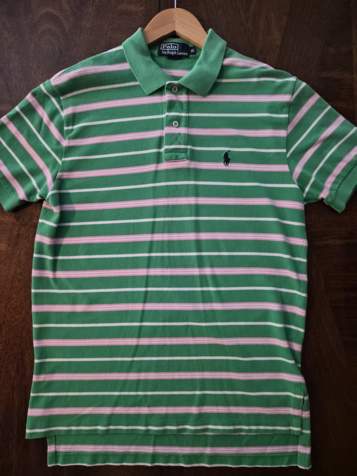 vintage 1990s Polo By Ralph Lauren shirt Stripes Green Pink White Size Medium