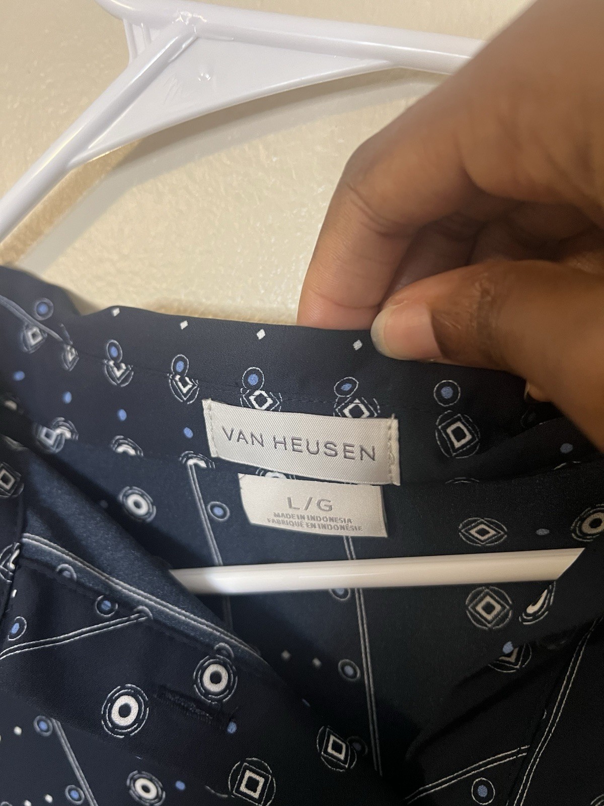 Van Heusen Navy Geometric Lightweight Blouse