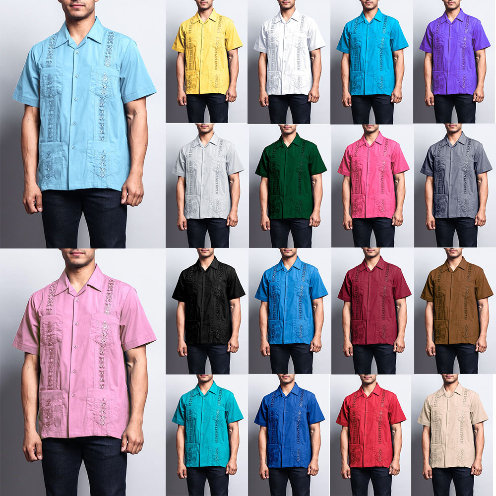NEW MEN’S SHORT SLEEVE BEACH WEDDING CUBAN GUAYABERA SHIRT BARTENDER 2000-1