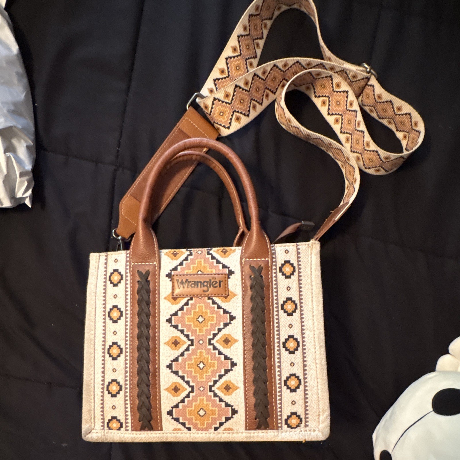 Wrangler Aztec Western Geometric Satchel Tote Detachable Crossbody Strap