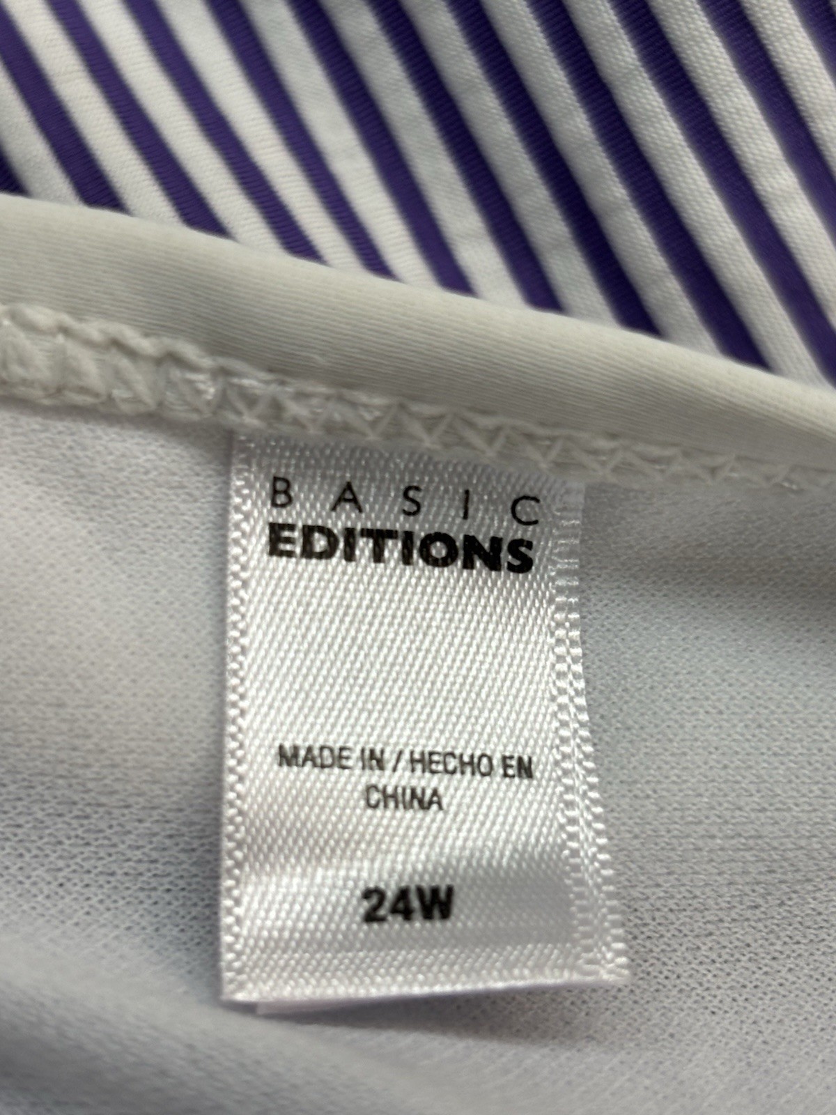 Basic Editions, Woman’s 1 Piece Blue & White Striped Halter Swimsuit, Size 24W