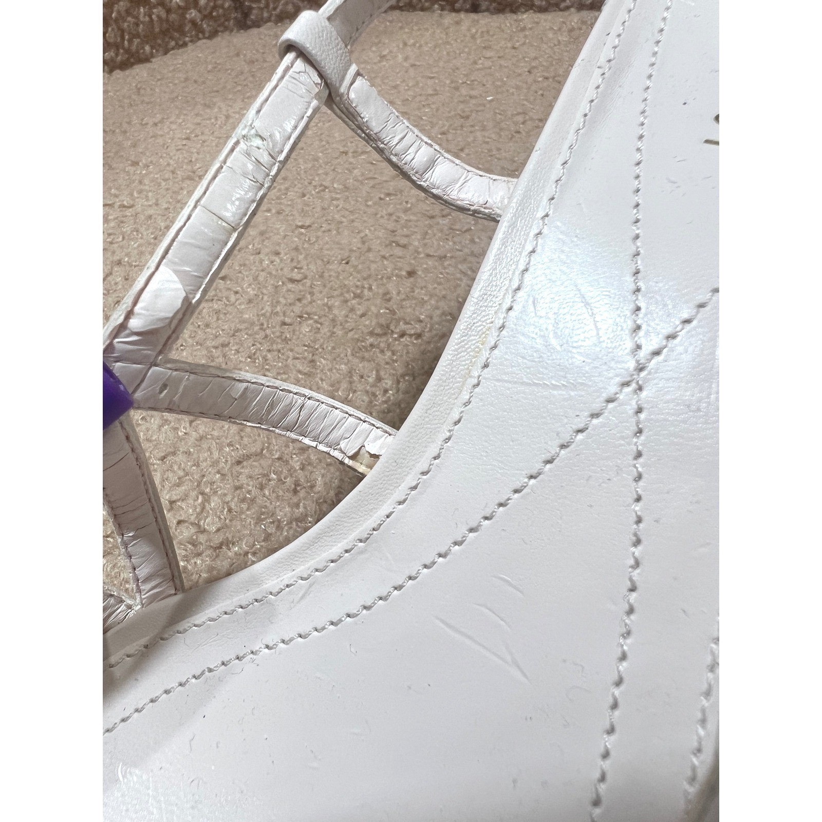 Nine West Essential Pink Leather Strappy Woven Raffia Wedge 7.5M INSOLE PEELINGS