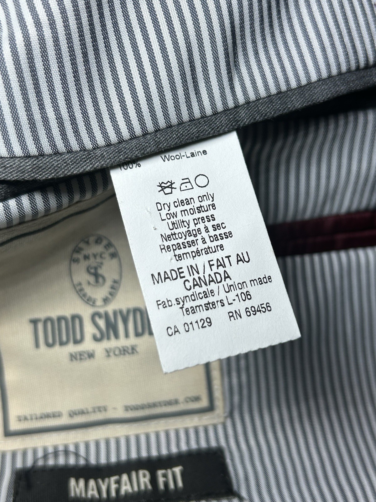 todd snyder Navy Mayfair Fit Blazer Suit Jacket 44R windowpane plaid wool Union