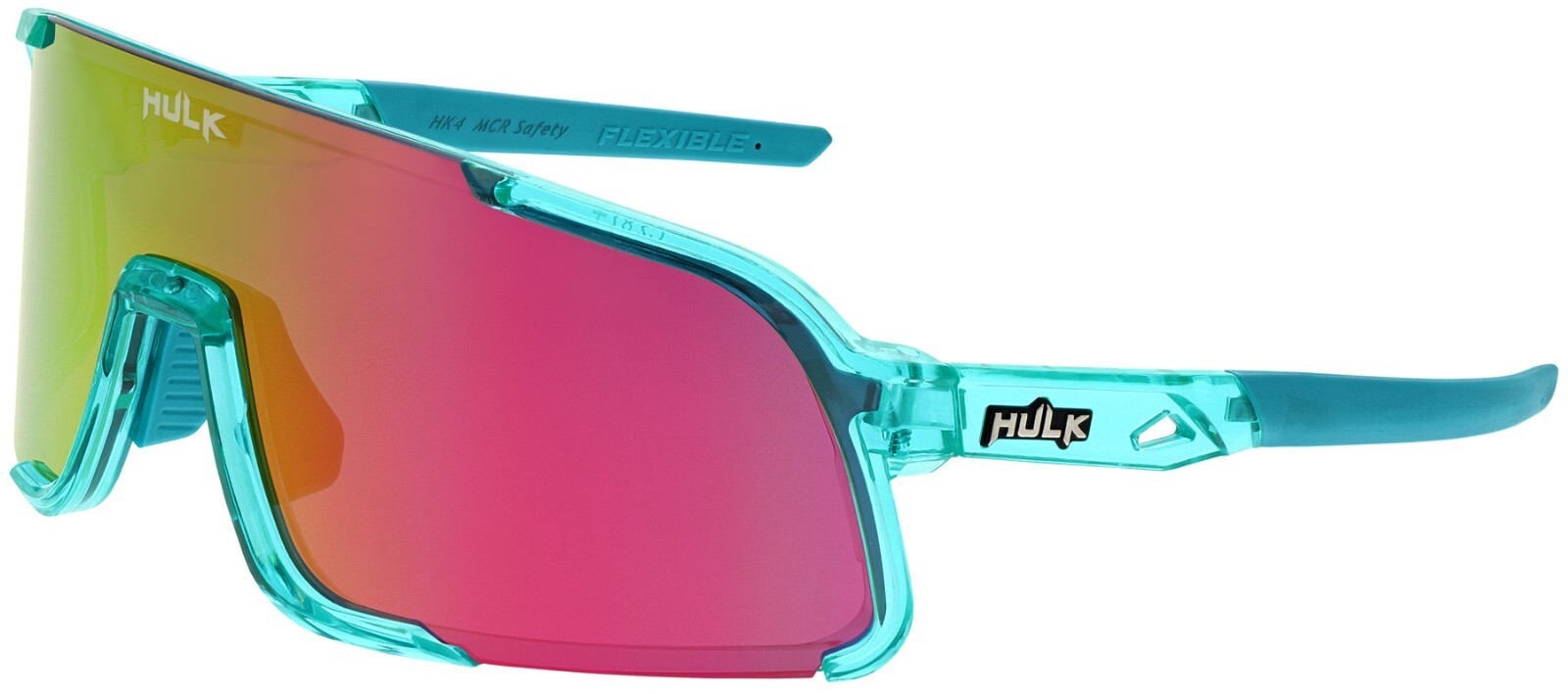 MCR HK45PZP Hulk Coral Glow Frame Safety Glasses Polarized Pink Mirror Lens