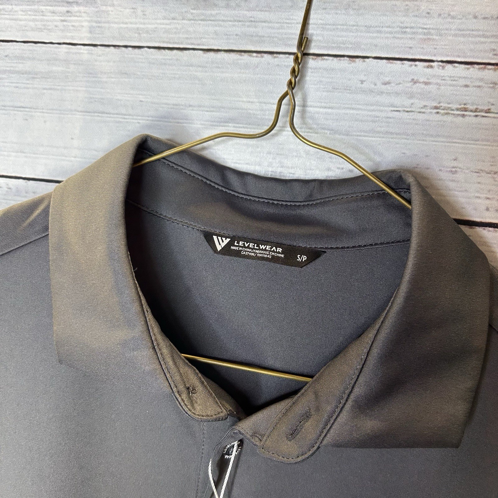 New Levelwear Genesis Invitational Charcoal Gray Wicking Golf Polo Shirt Small