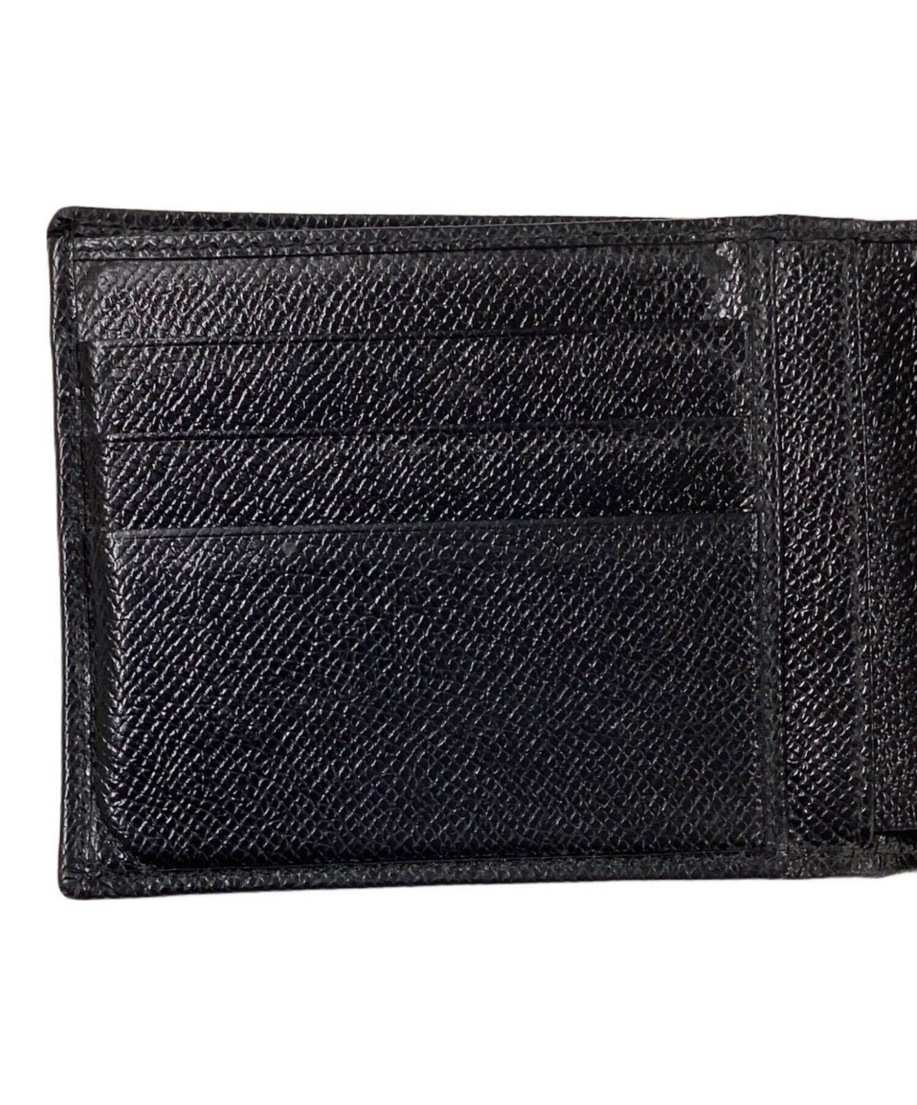 DOLCE&GABBANA Studded Metal Plate Leather Wallet Black Men Auth