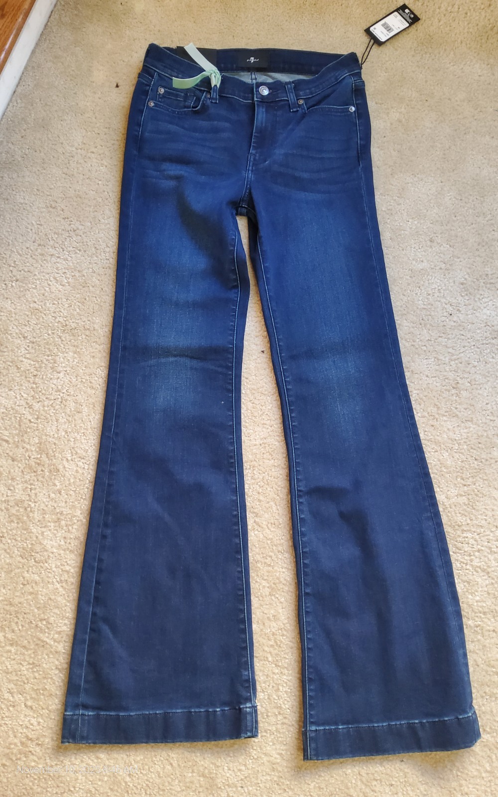 7 for all mankind Dojo Dark Wash Long Flared Jeans Sz 29 By 34 L