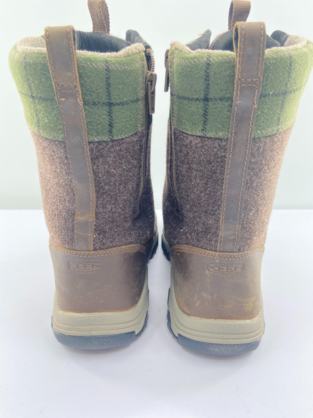 Keen Greta Tall Boot Waterproof- Dark Earth/Green Plaid- Women’s Size 10.5
