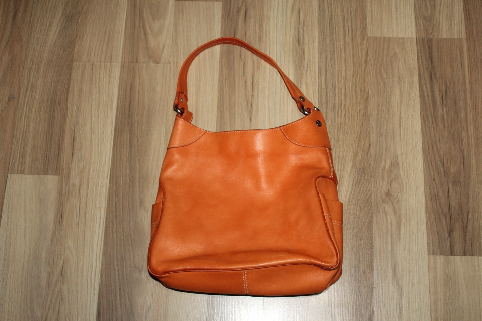 Celine Boogie Tote Bag Orange Leather Open Pockets Auth CE00/23