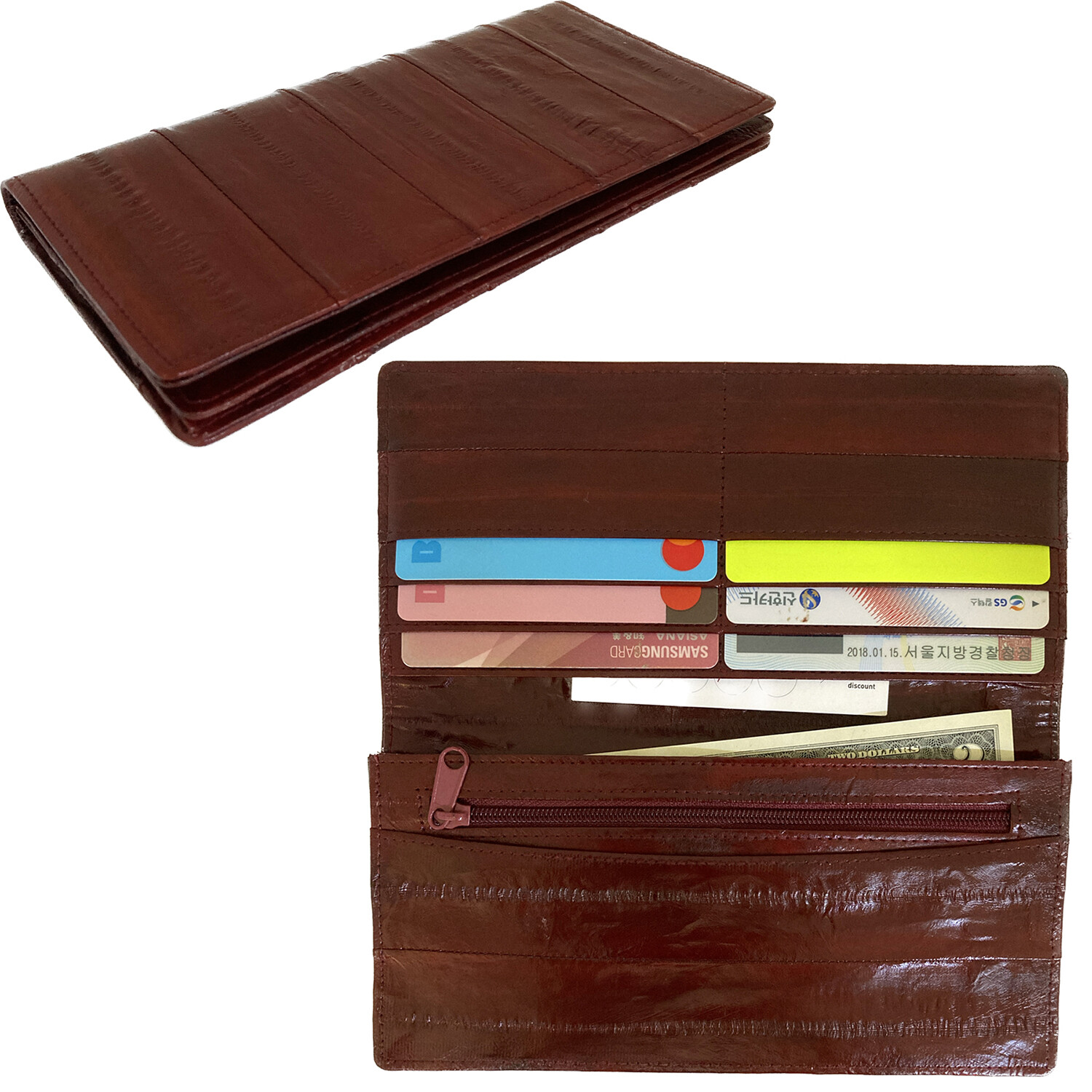 Genuine Eel Skin Wallet Coin Purse Slim Wallet Bifold Purse
