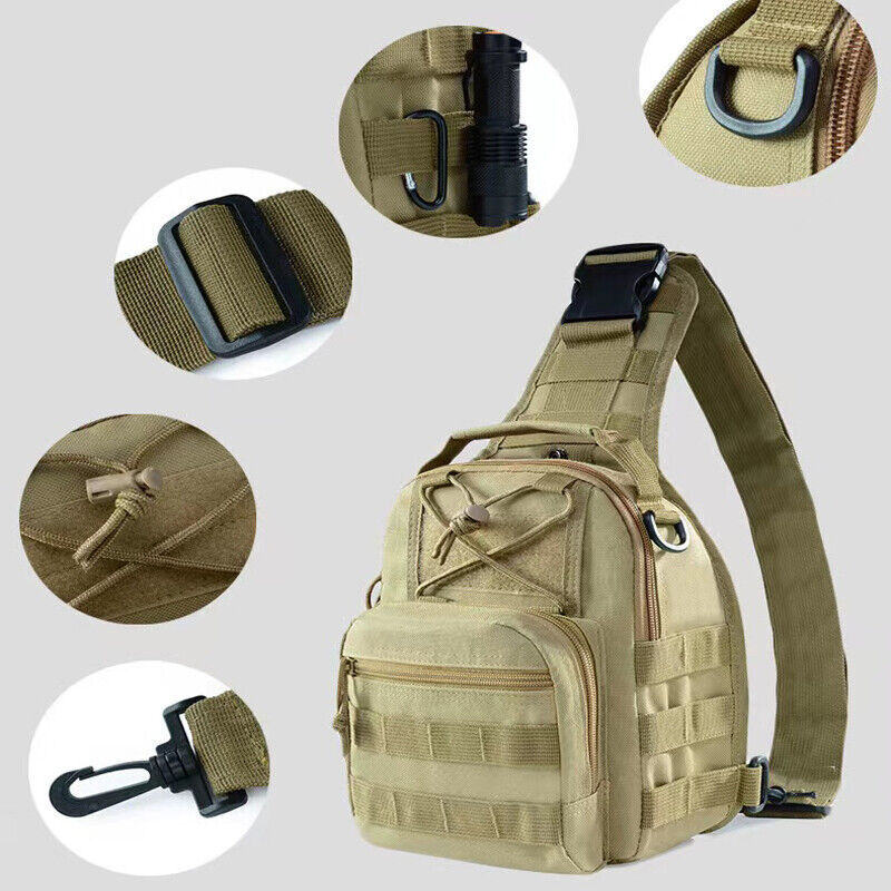 Mens Tactical Backpack Molle Sling Shoulder Bag Chest Pack Outdoor Hiking Travel