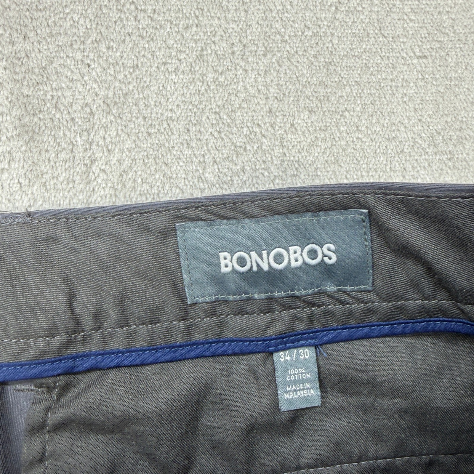 Bonobos Friday Slim Fit Pants Mens 34×30 Grey Chino Lightweight Stretch Preppy