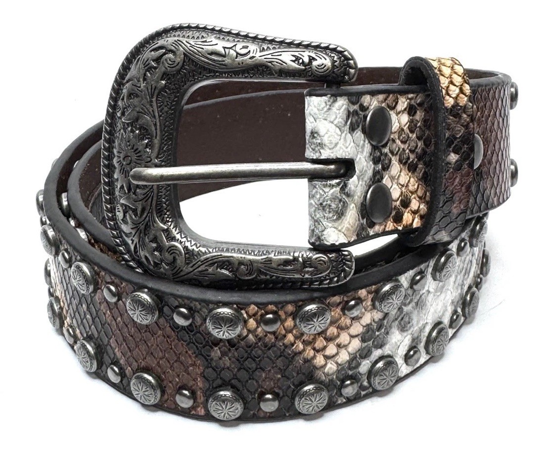 Angel Ranch D140000902 Womens Python StudsEdge Western Belt Multi- S Size