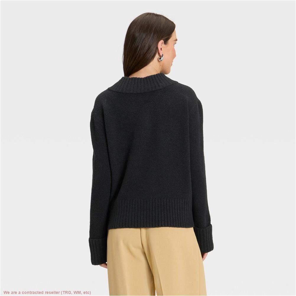 Women’s V-Neck Cozy Knit Boxy Pullover Sweater -A New Day Black S *SEE DEAL!!!*