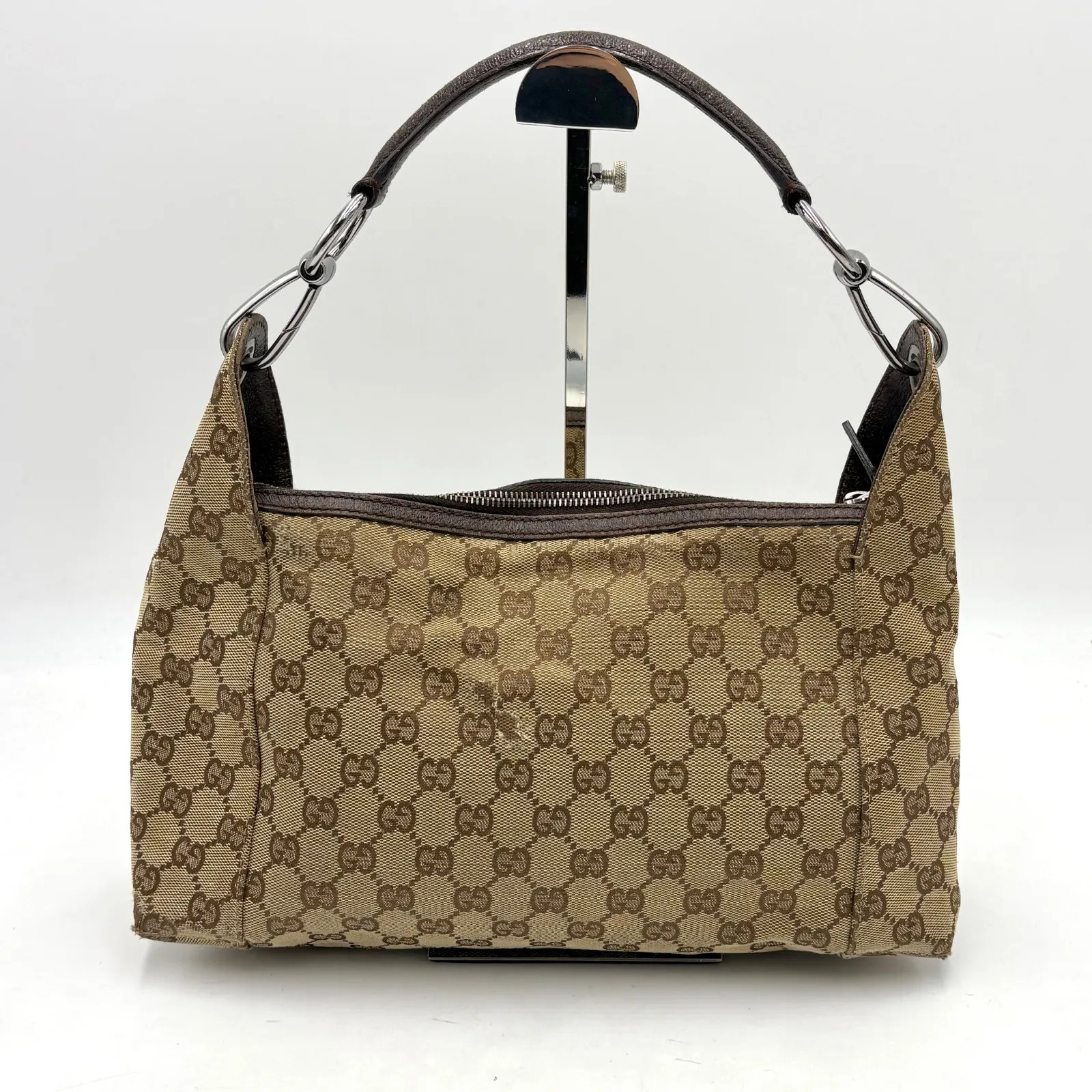 Auth GUCCI GG Canvas Shoulder Bag Brown 113023 2Y8671