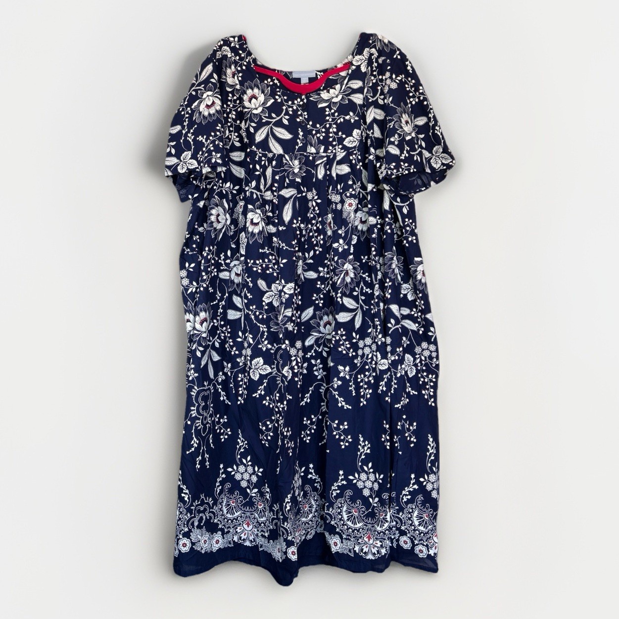 Only Necessities Sz 5x 38/40 Kaftan Gown House Dress Women’s Blue Floral Casual