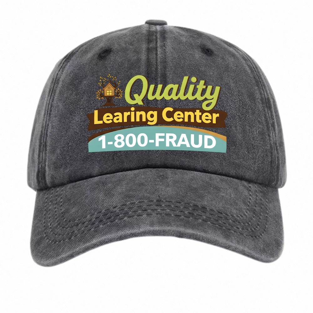 Quality Learning Center 1-800-FRAUD Funny Washed Denim Cotton Cap Adjustable Hat