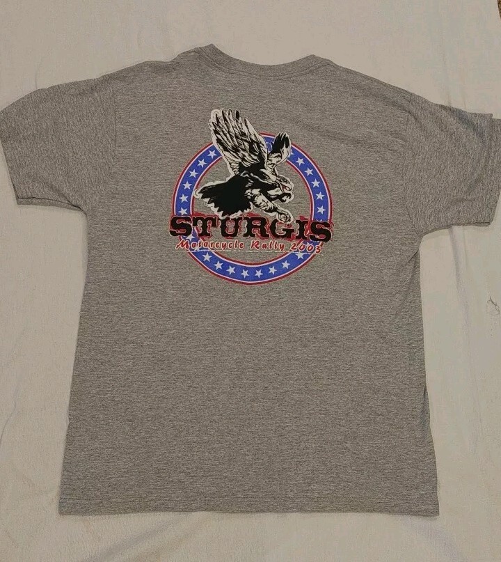 Sturgis Motorcycle Rally Gray 2003 Double Sided T-Shirt Men’s Size Large