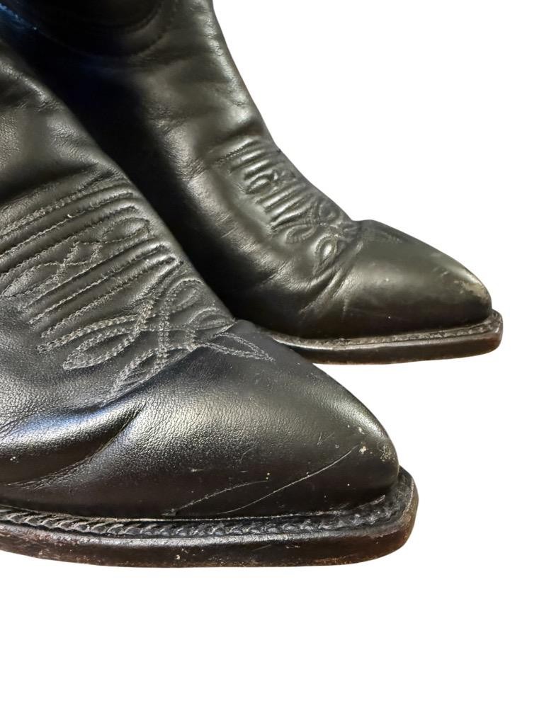 Vintage J Chisholm Black Leather Cowboy Boot Women size 6.5
