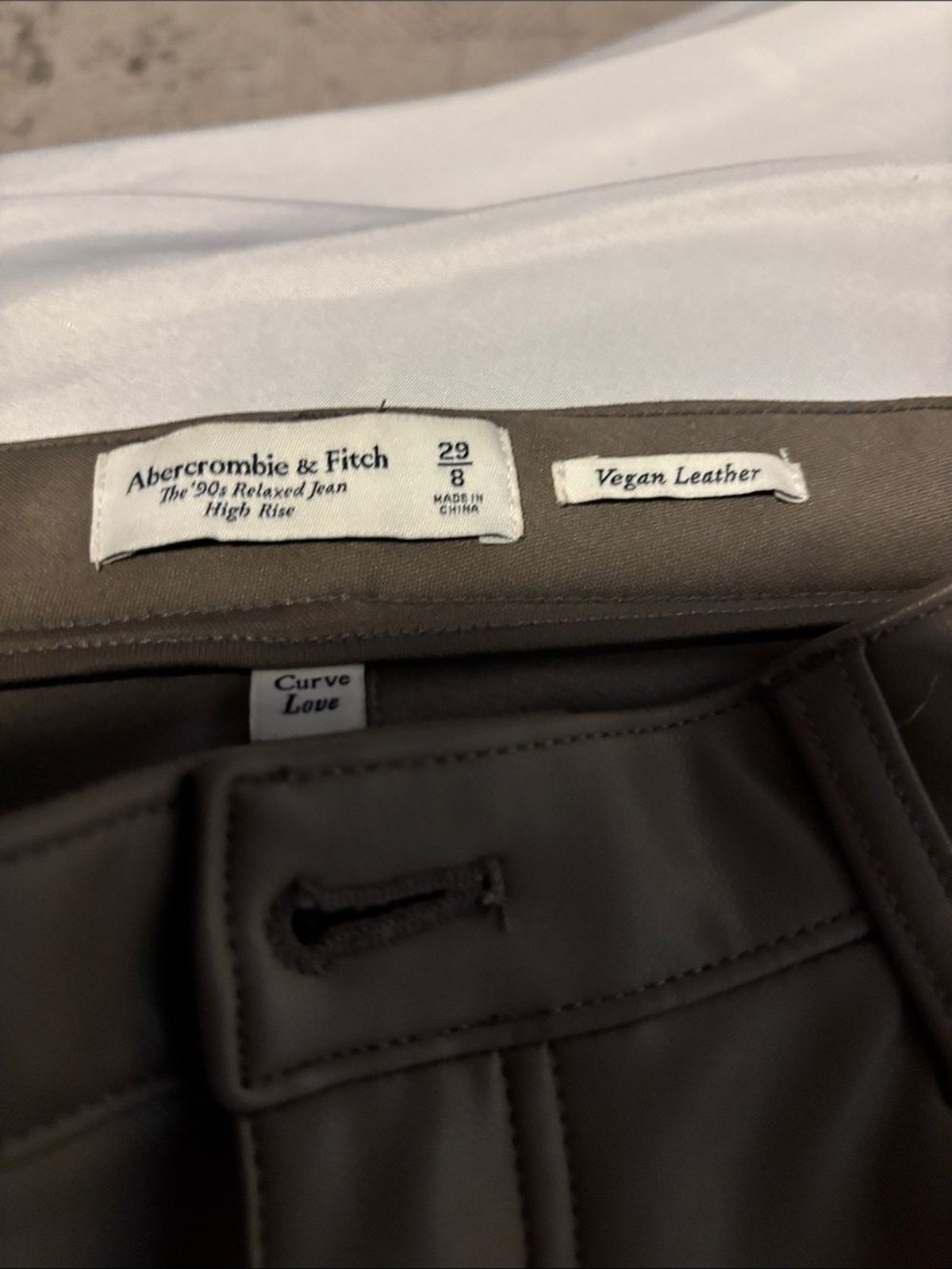 Abercrombie & Fitch Taupe 100% Vegan Leather Cargo Straight Leg Pants