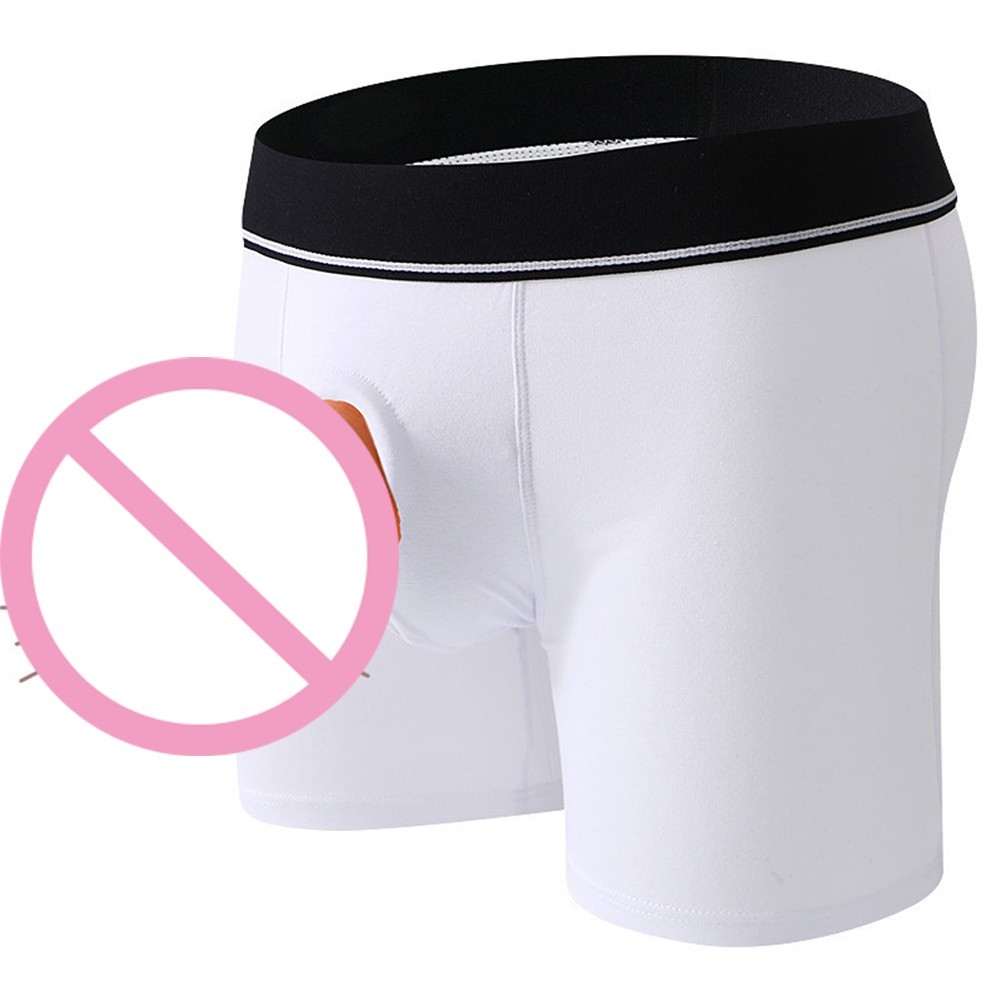 Comfortable Men’s Boxer Shorts with Cockring and Open Pouch Hole Design