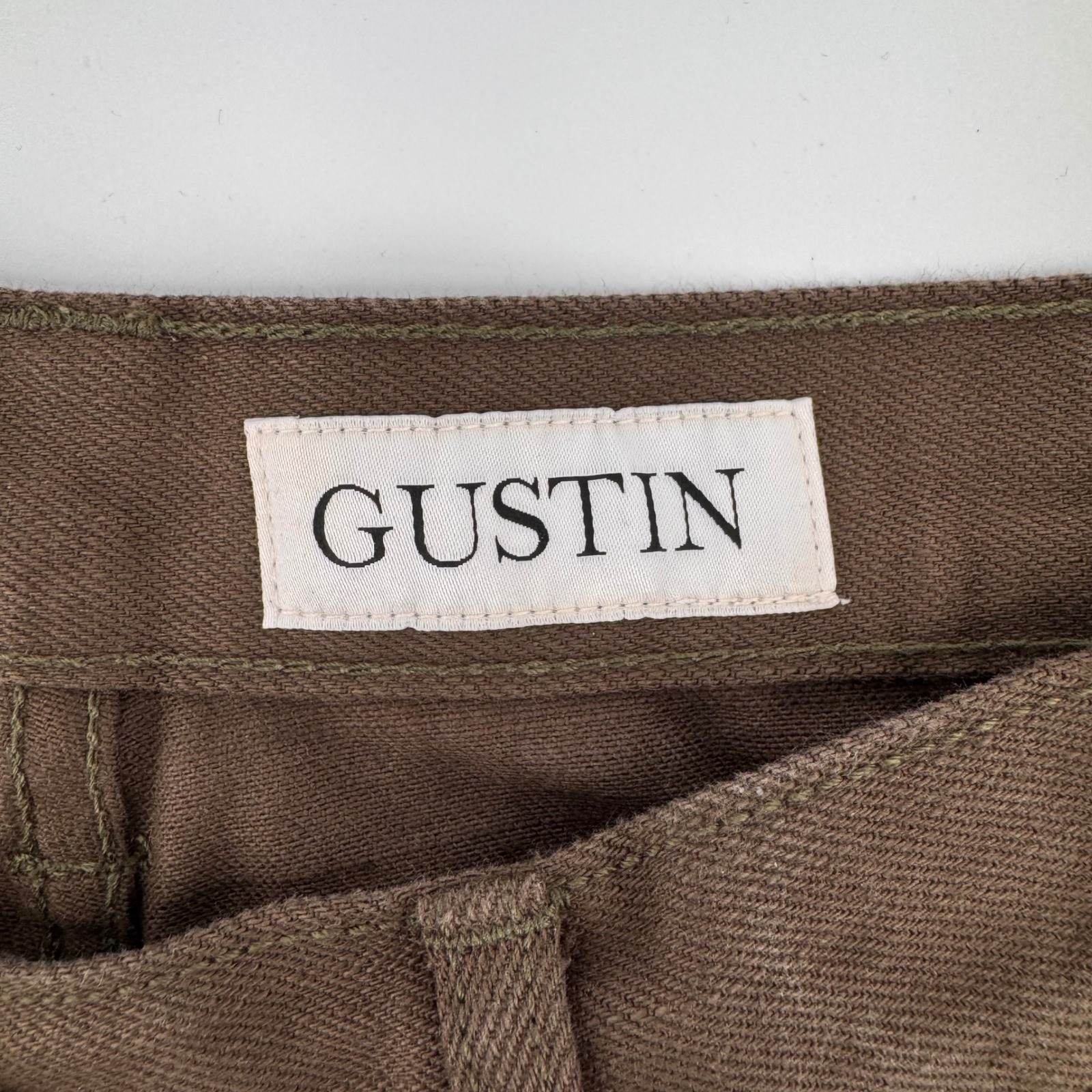 Gustin Slim Fit Pants Mens 35 Brown Cotton Twill Made in USA Button Fly Heritage