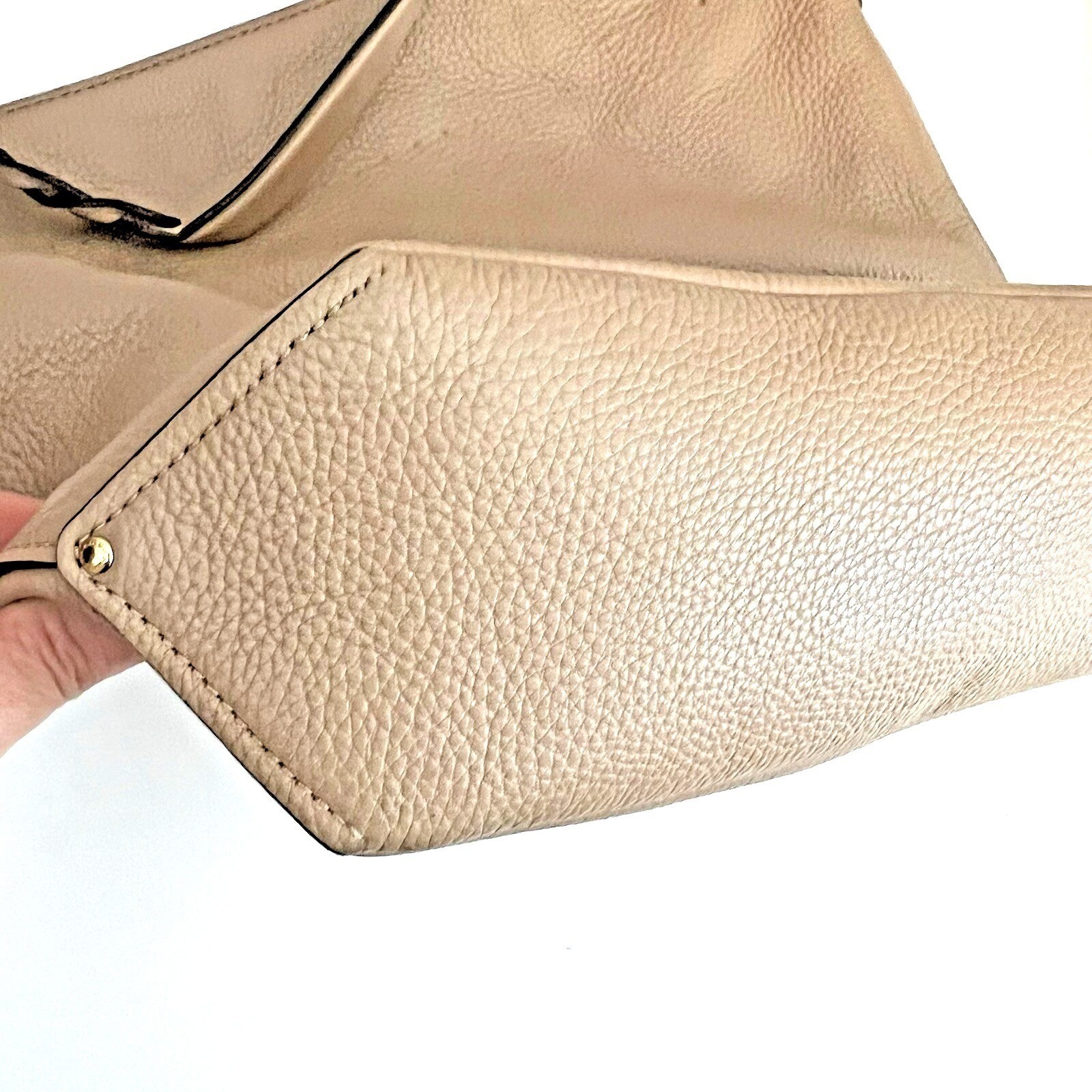 Coach Abby Duffle F31507 Pebbled Leather Shoulder Bag Tan Nude Braided Strap